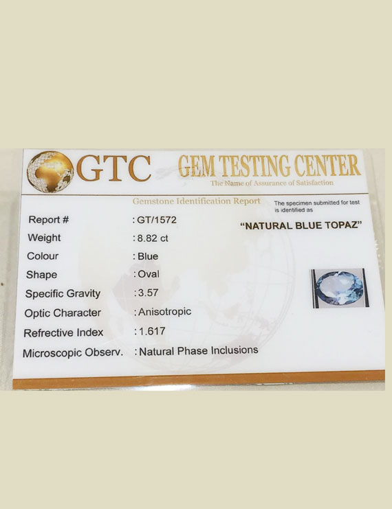 9.80 Ratti (8.82 ct) Natural Blue Topaz